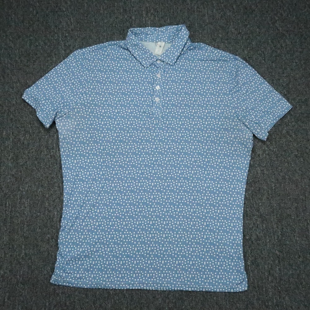 State & Liberty Shirt Mens XL Blue Geo Polo Performance Stretch Wicking Golf